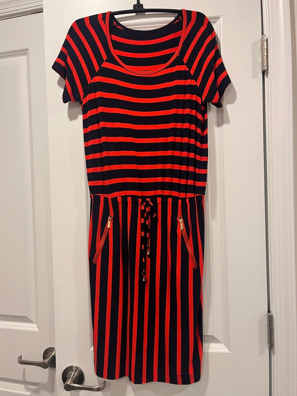Calvin Klein Black and Red Striped Mini Dress